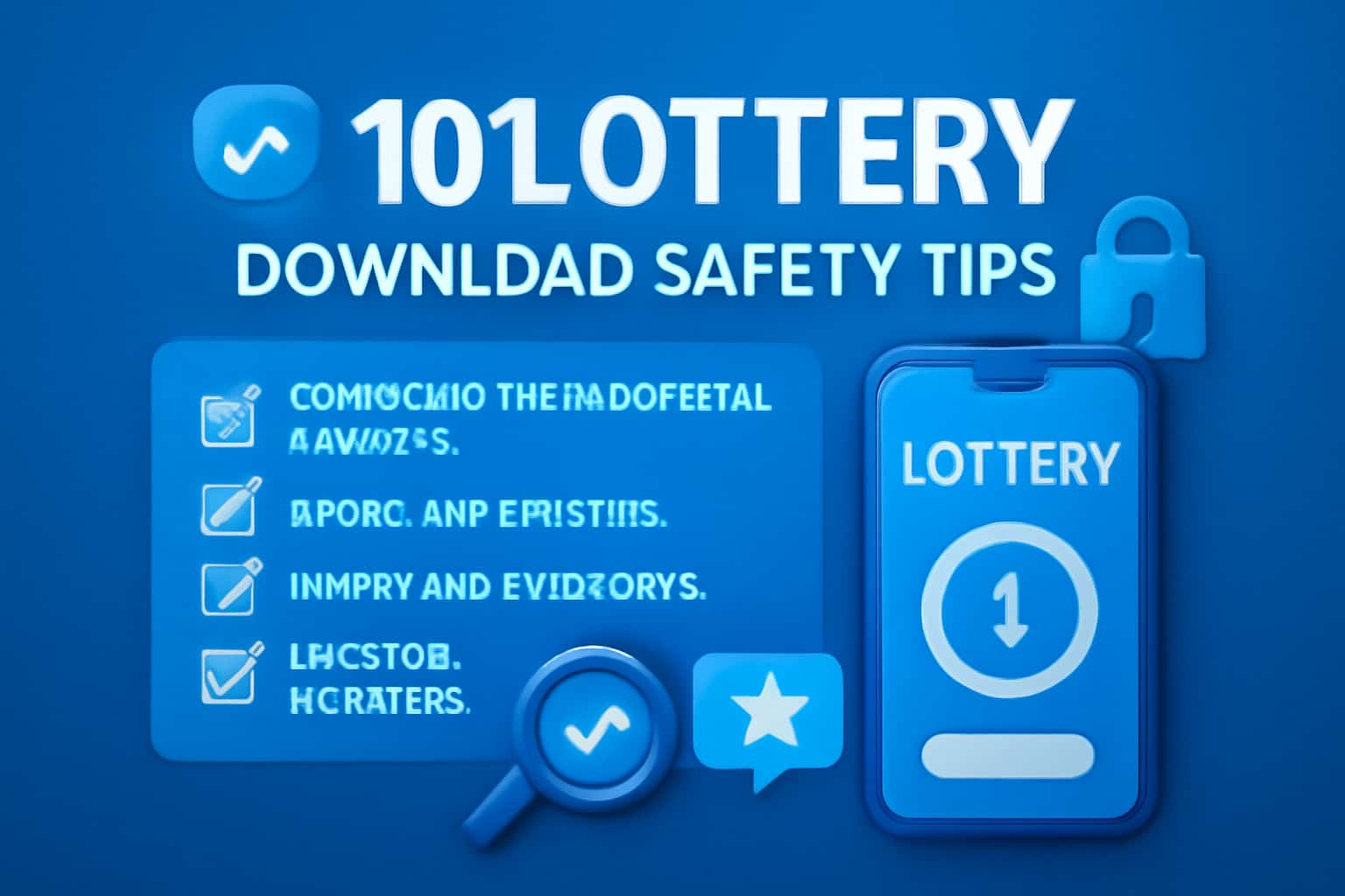 Informational scene showing tips for safely downloading the 101 Lottery app.