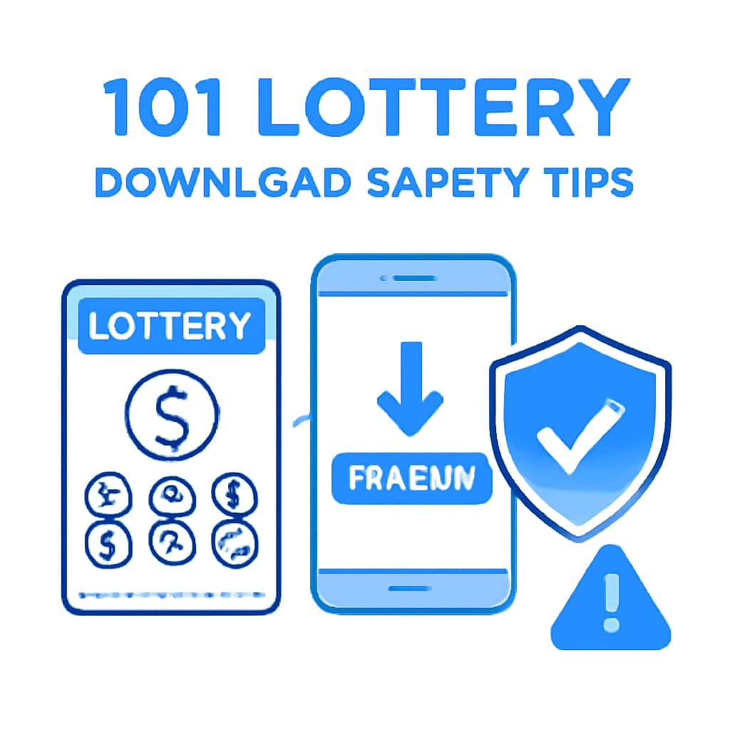 Illustration demonstrating the secure download process for the 101 Lottery app.