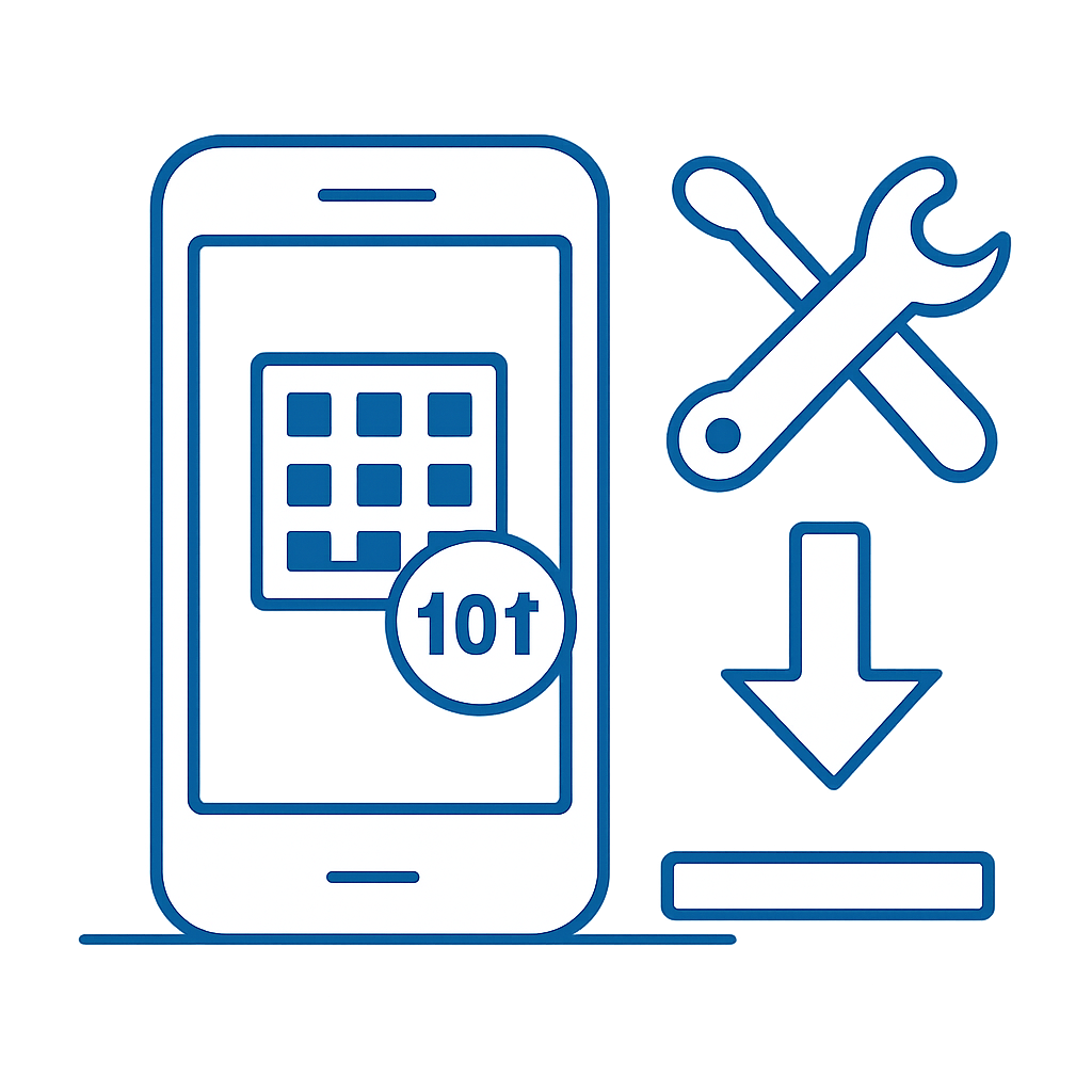 A diagram showing the installation steps for the 101 Lottery app.