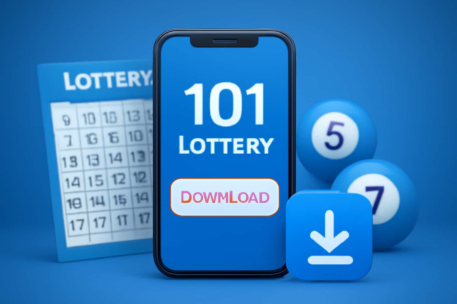 A scene illustrating the process of downloading the 101 Lottery app.