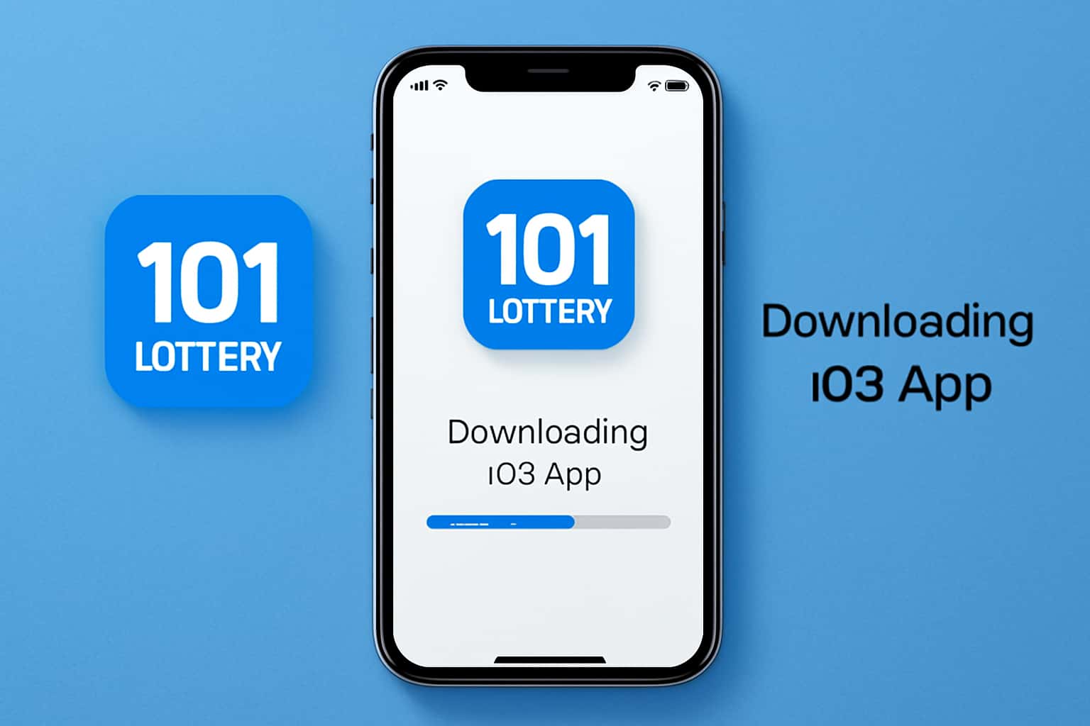 Informational scene about Downloading 101 Lottery iOS App with clear text.