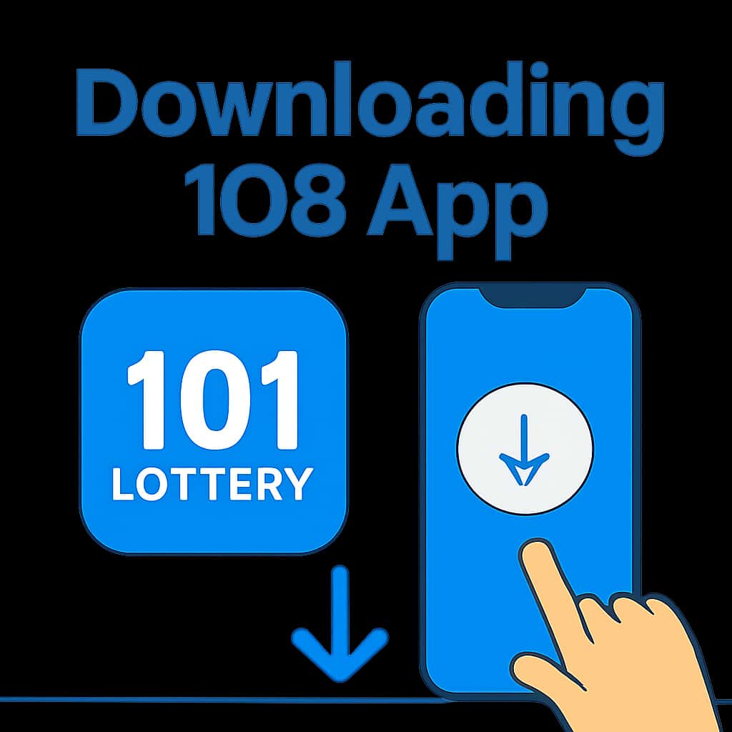 Illustration explaining Downloading 101 Lottery iOS App.