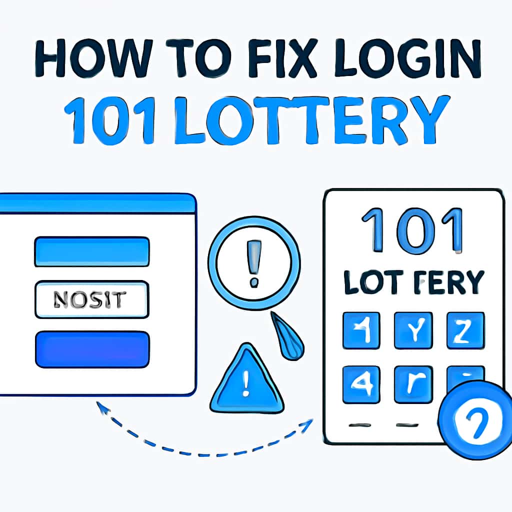 An educational diagram showing steps to troubleshoot login issues for 101 Lottery.