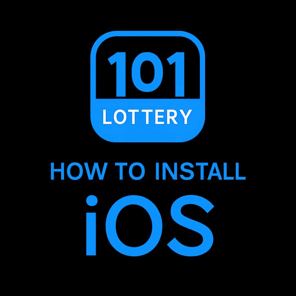A simple badge design indicating installation guide for 101 Lottery on iOS.