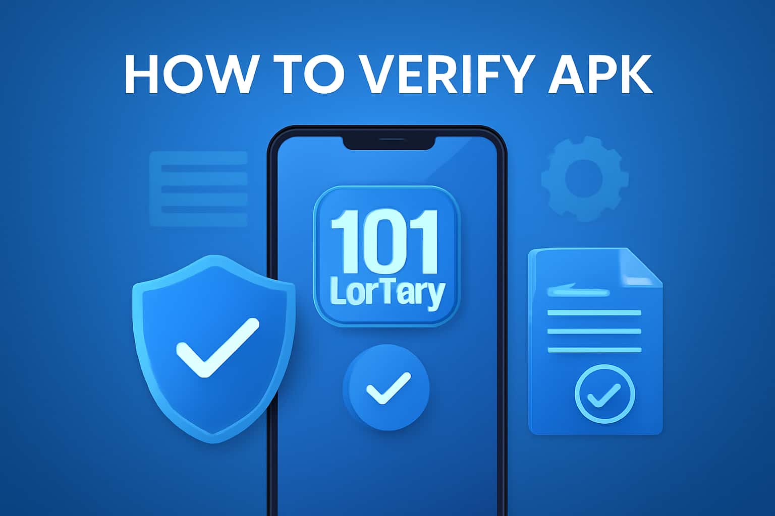 A neutral informational graphic about verifying the 101 Lottery APK.