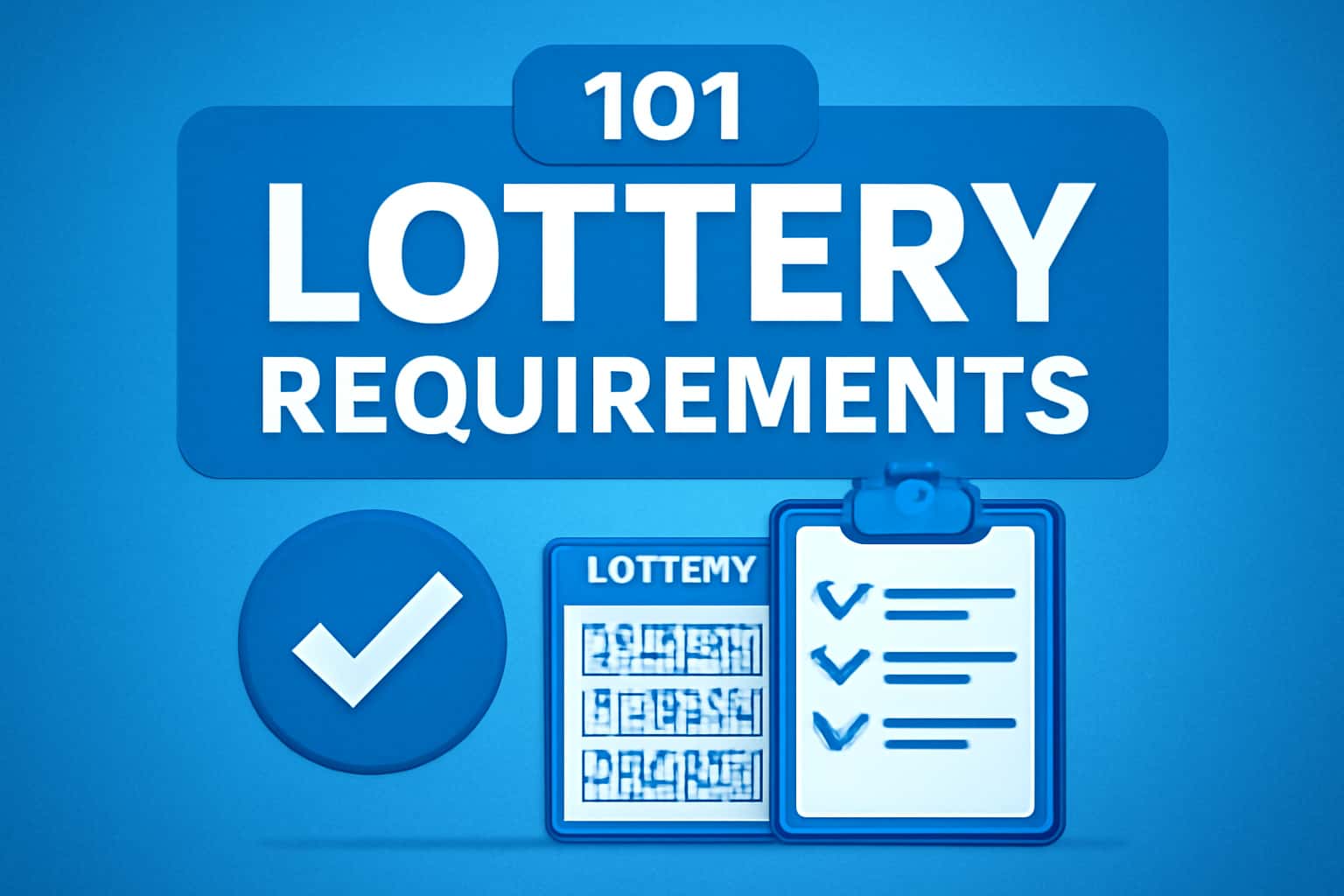 A professional layout representing the requirements for accessing the 101 Lottery application.