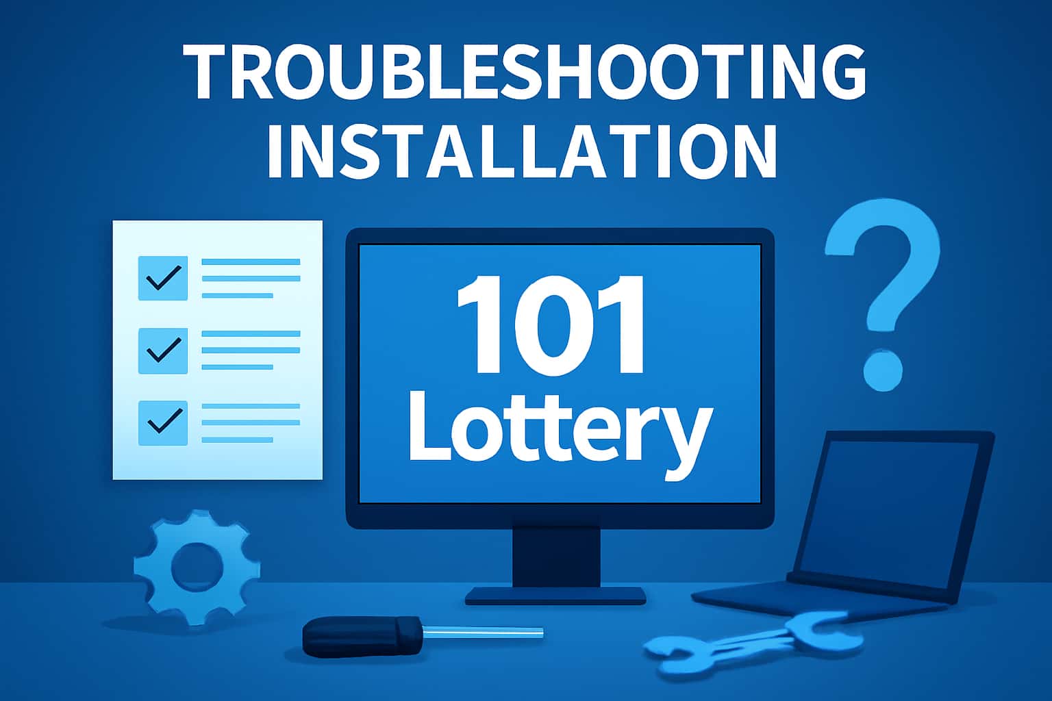 An informative illustration regarding troubleshooting the installation of the 101 Lottery app